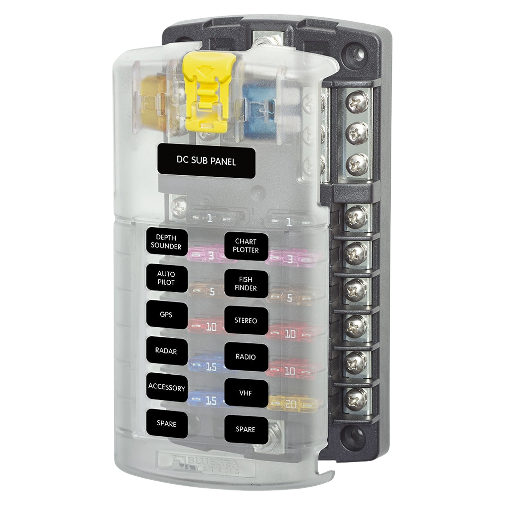Fuse Block ST Blade Fuse Dual 12 Circuit with Negative Busbar & Cover