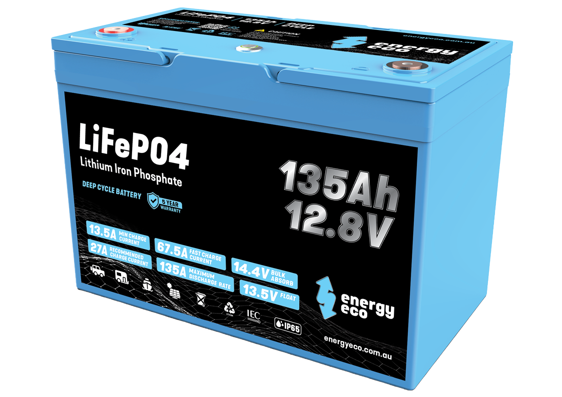 Energy Eco EE12-135-BT — 12V 135Ah LiFePO₄ Battery with Built-In Reset Button