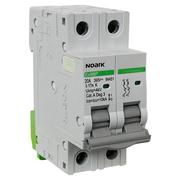 Noark 20 Amp DC EX9BP-N Miniature Circuit Breaker MCB 2 Pole K Curve 6kA
