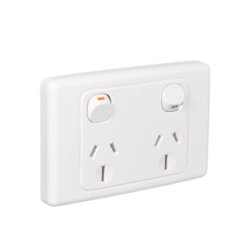 Power Point 15A Double C2000 Series Horizontal White Double Pole