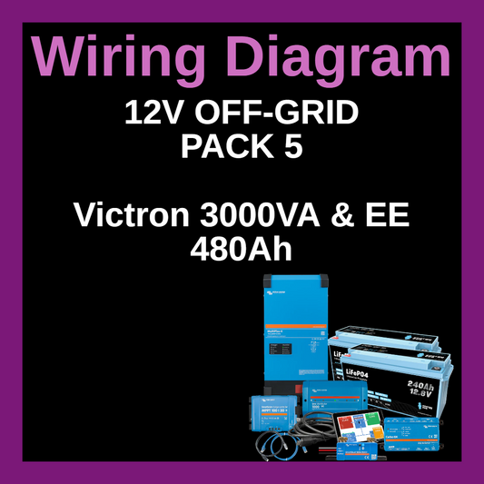 Wiring Diagram - 12v Off-Grid Pack 5 | Victron 3000VA & EE 480Ah